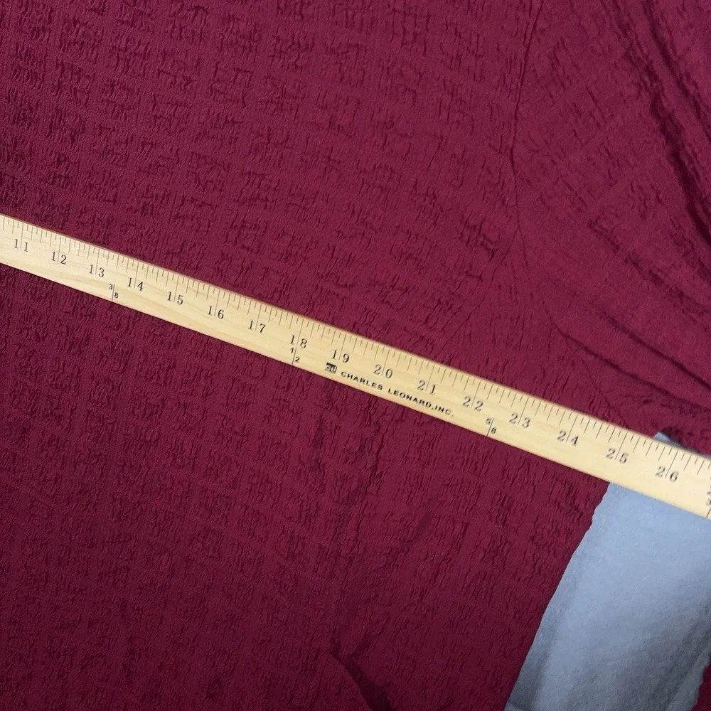 Ali Miles Tunic Blouse Womens 1X Maroon Textured Lightweight Stretch Roll Tab‎